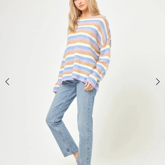 L Space - Cozy Clouds Sweater - Beautiful Skies Stripe Size S NWT - Picture 6 of 8